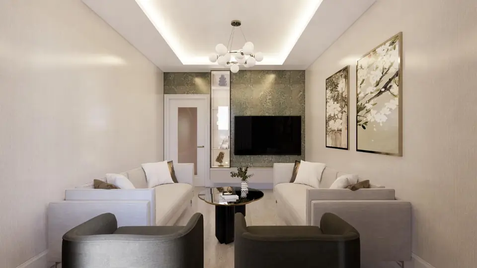 Salon oturma alanı ve sehpa detayı
